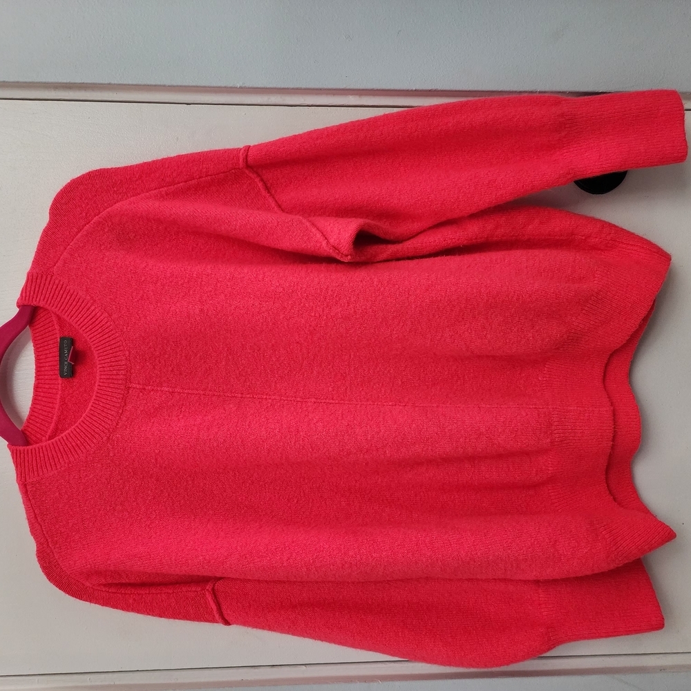 Vince Camuto Neon Hot Pink Crewneck Sweater Soft Knit Large - Picture 2 of 10